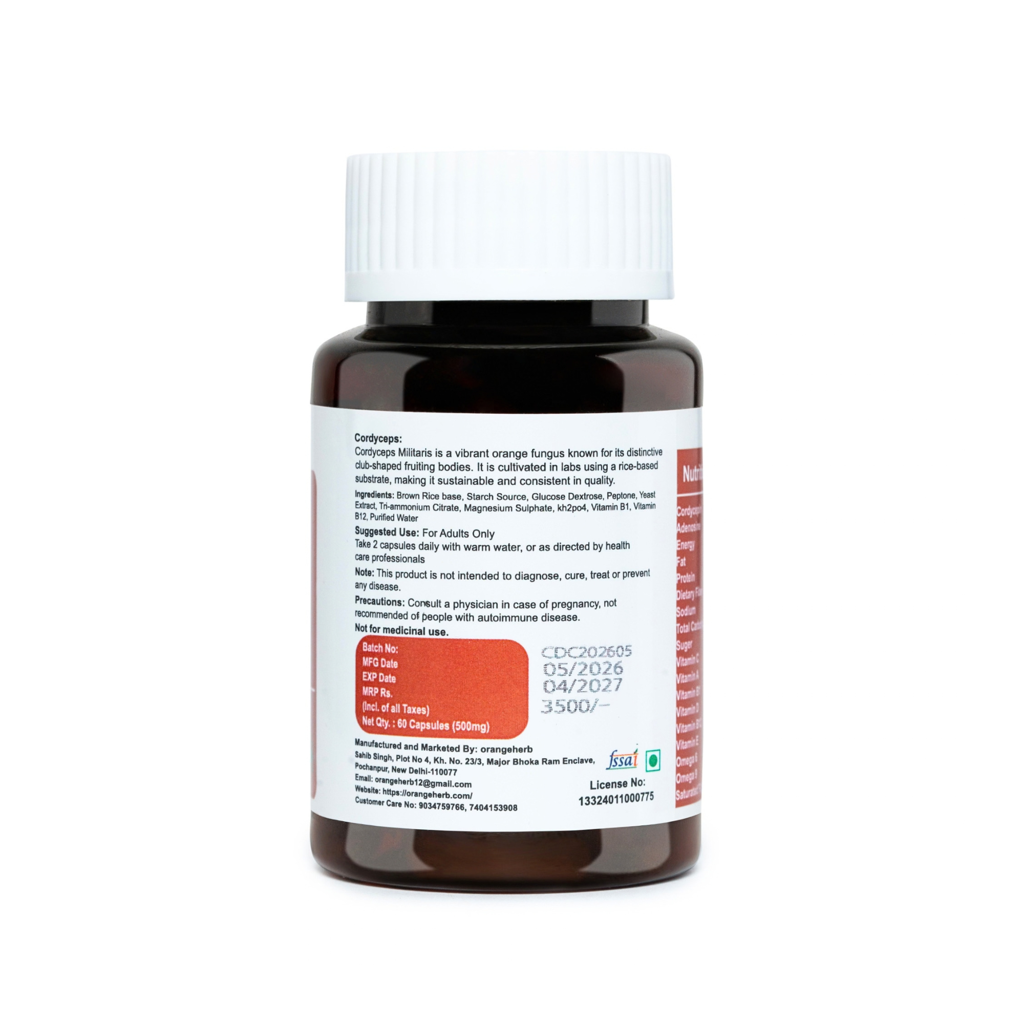 Cordyceps Militaris (Keedajadi) Capsules – 60 Veg Capsules | Orangeherb - Image 4